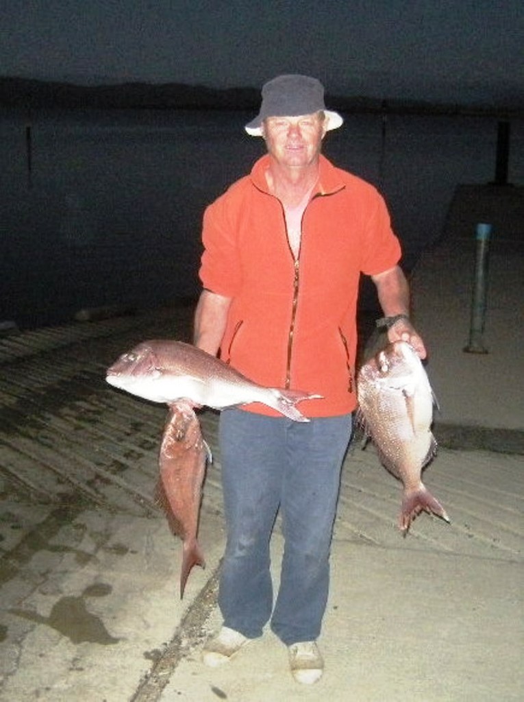 Richard with a brace of Tamar snapper - Tasmanian Snapper Fishing © Carl Hyland