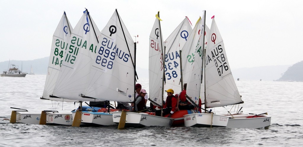 The Waiting game as Pittwater was becalmed - 2011 International Optimist Australian & Open Championship photo copyright Damian Devine taken at  and featuring the  class