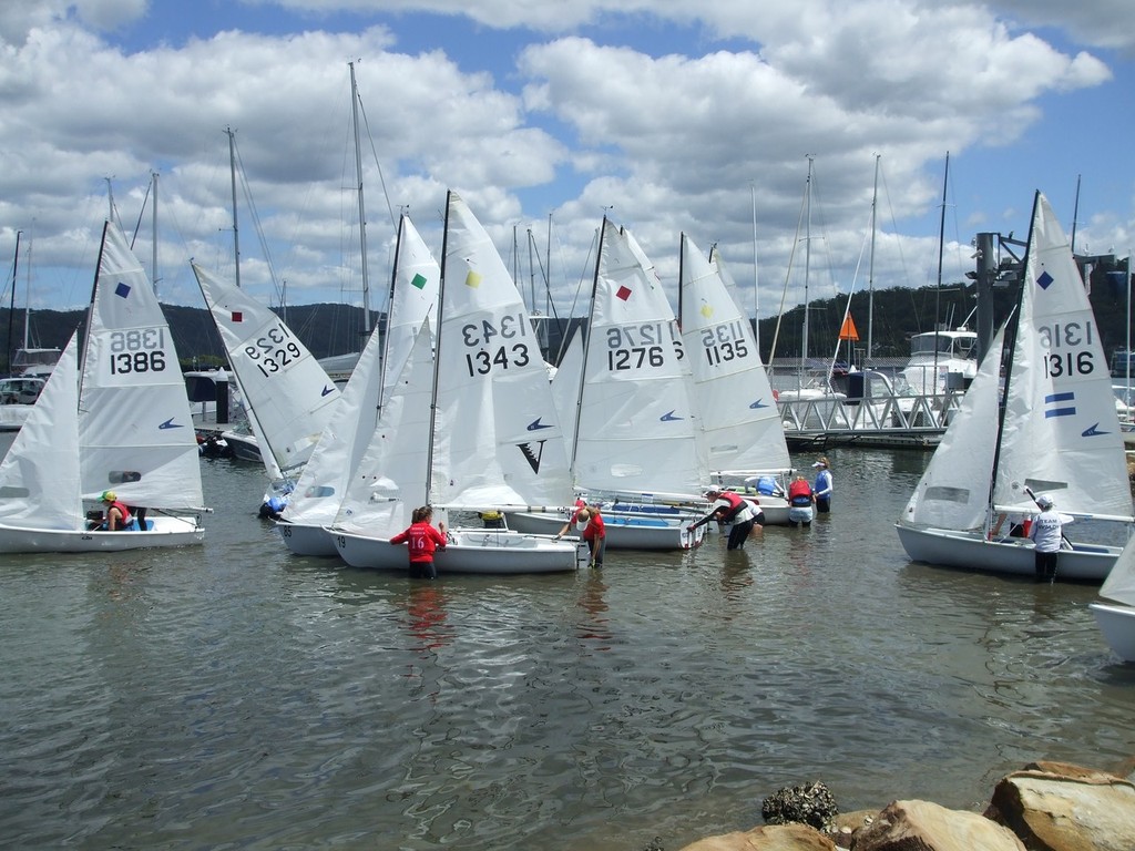 The coloured stickers on the sails indicate which group each F11 is racing in.  © Peter McIntosh