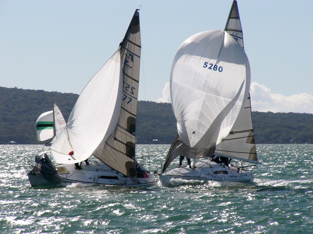 Quarter Pint & Mumbo Jumbo Getting A Little Too Close  - 2011 Farr 727 Nationals © Fendall Halliburton
