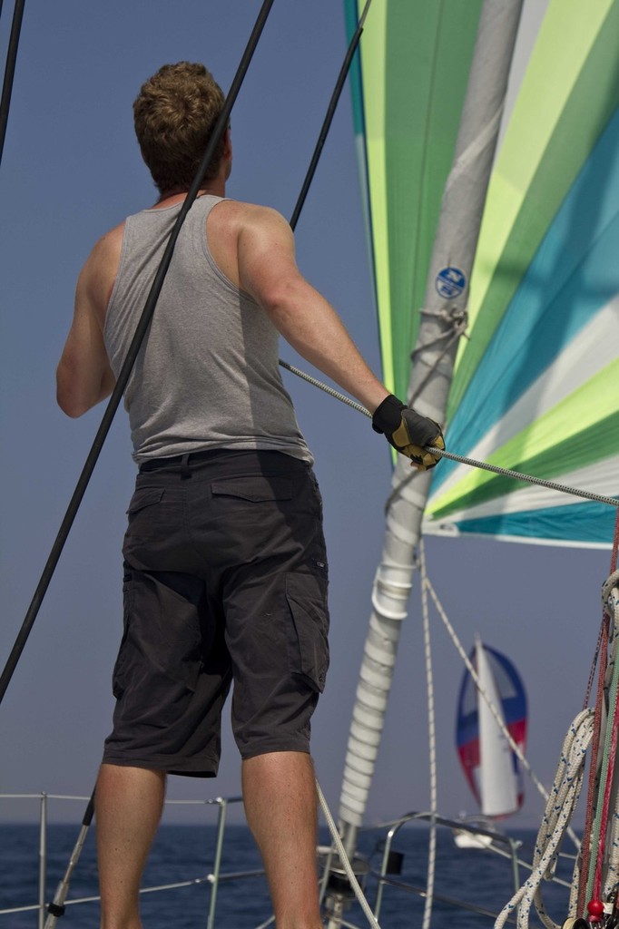 Bart the Australian trims spinnaker - 103rd Race to Mackinac photo copyright Sean Palizza taken at  and featuring the  class