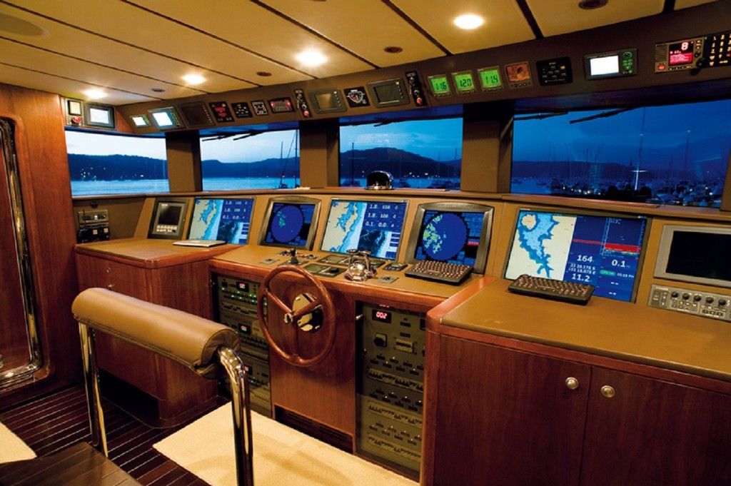 Now that's a helm, enough 'toys here to make up a 'penny arcade', but any skipper would would feel very much at home.' photo copyright Image supplied . taken at  and featuring the  class