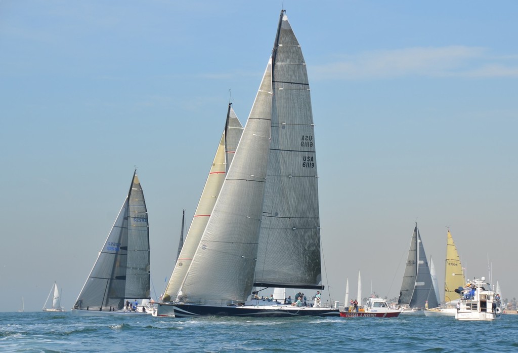 Dennis Connor’s Stars & Stripes at the start of the 2011 Newport to Ensenada race. © Tony Di Pietra
