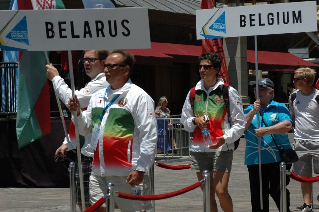 Belarus and Belguim enjoy summer down under - Perth 2011 ISAF Sailing World Championships © Shauna McGee Kinney