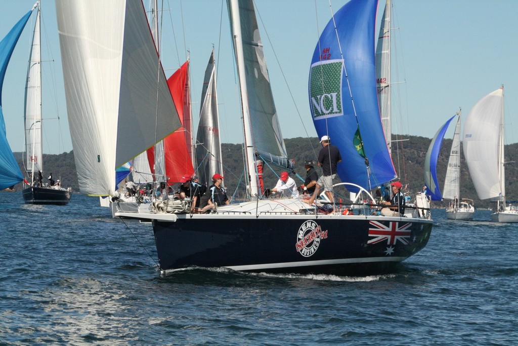Champagne sailing - Secret Men's Business amongst the spinnaker action soon after the start - RPAYC Blue Water Series Pittwater to Newcastle Race © Tom Spithill