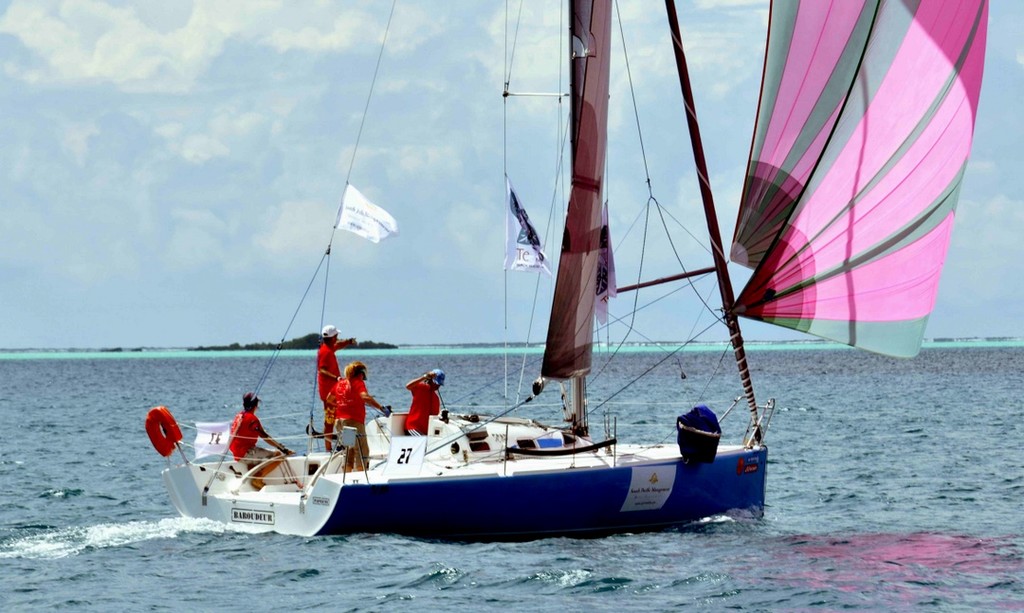 Spinnakers fly on race days - Tahita Pearl Regatta 2012 photo copyright Maggie Joyce - Mariner Boating Holidays http://www.marinerboating.com.au taken at  and featuring the  class