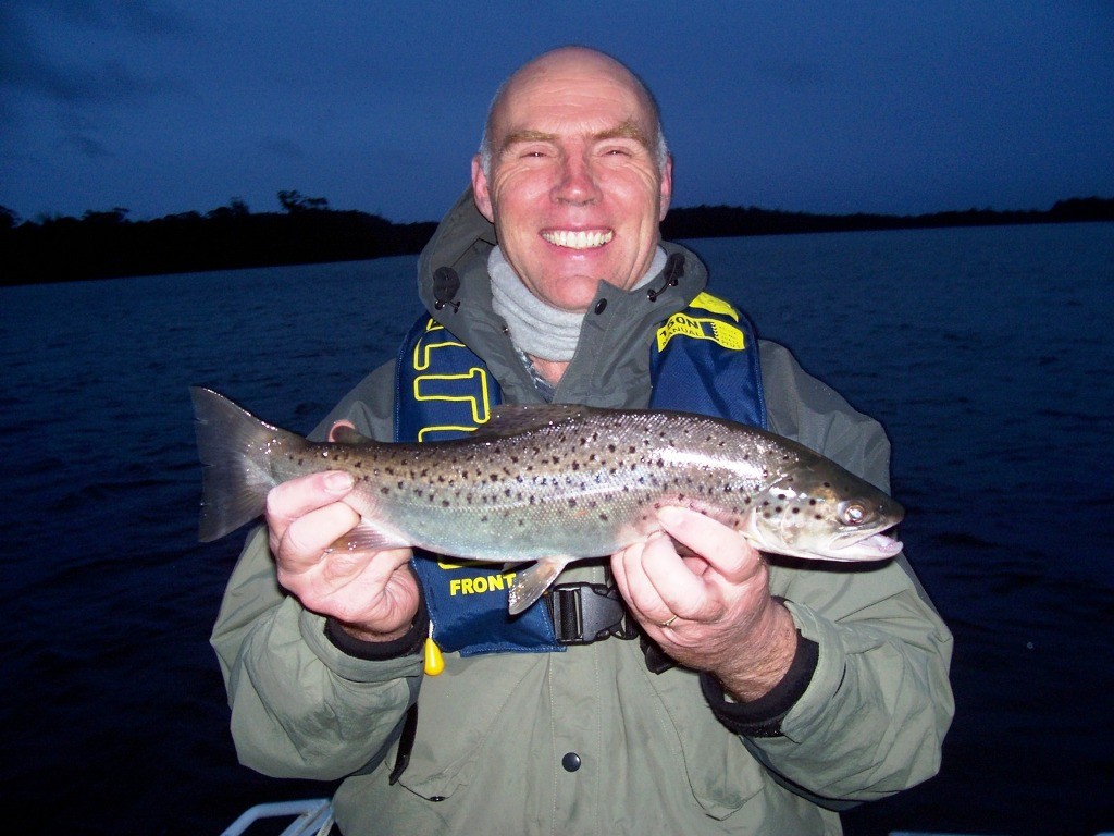 Derek with a Penstock lagoon brown trout. - Tasmanian trout fishing to date © Carl Hyland - copyright