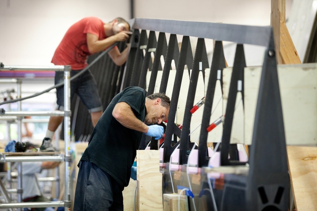 Construction of the AC45 catamaran - wingsail photo copyright Ivor Wilkins/www.americascup.com www.americascup.com taken at  and featuring the  class