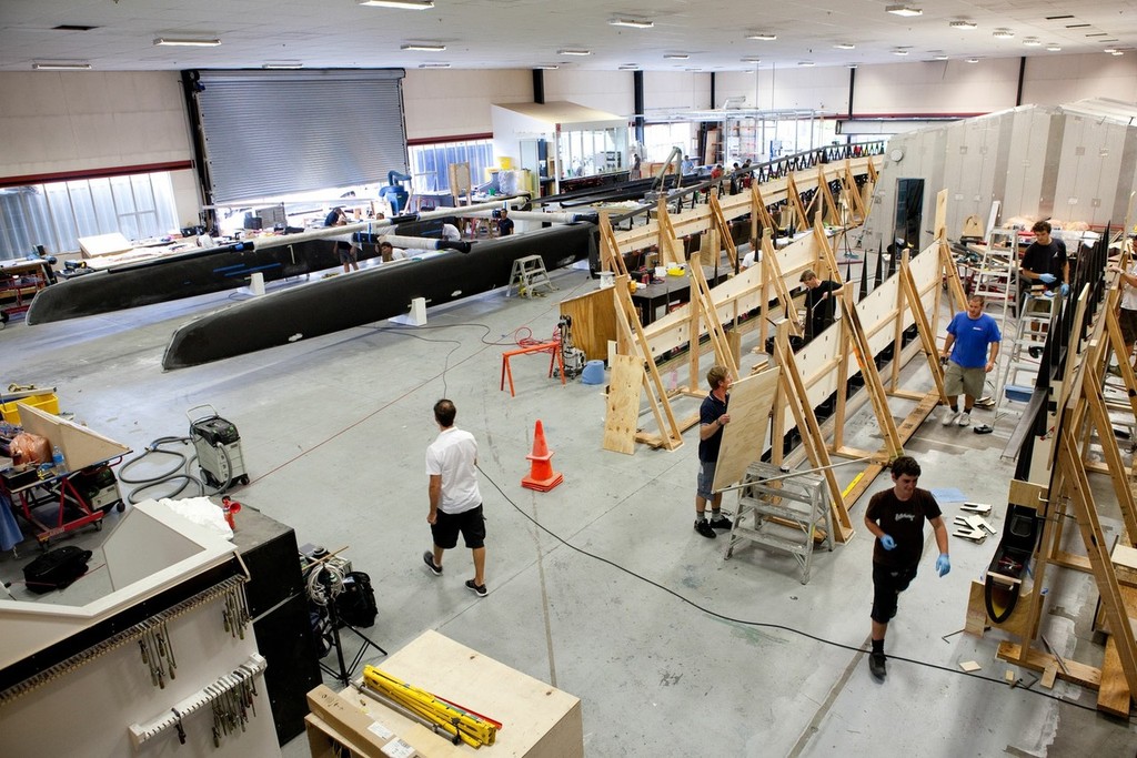 Construction of the AC45 catamaran - factory floor photo copyright Ivor Wilkins/www.americascup.com www.americascup.com taken at  and featuring the  class