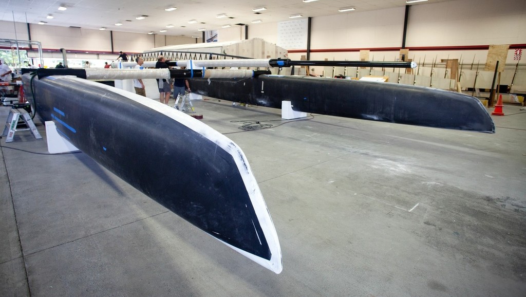 Construction of the AC45 catamaran photo copyright Ivor Wilkins/www.americascup.com www.americascup.com taken at  and featuring the  class