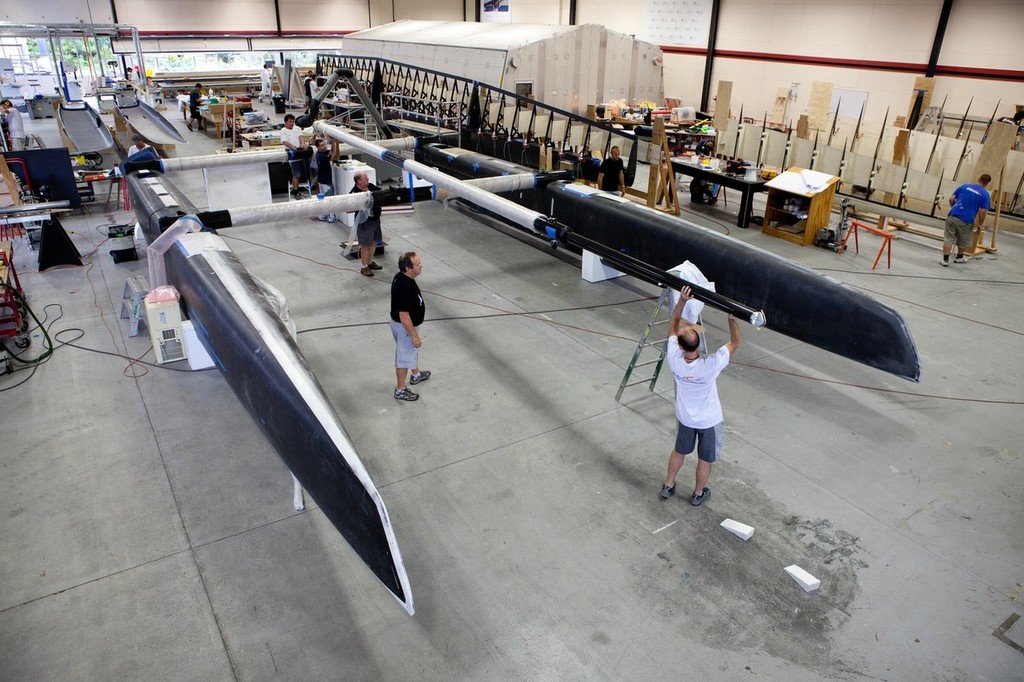 Construction of the AC45 catamaran - platform photo copyright Ivor Wilkins/www.americascup.com www.americascup.com taken at  and featuring the  class