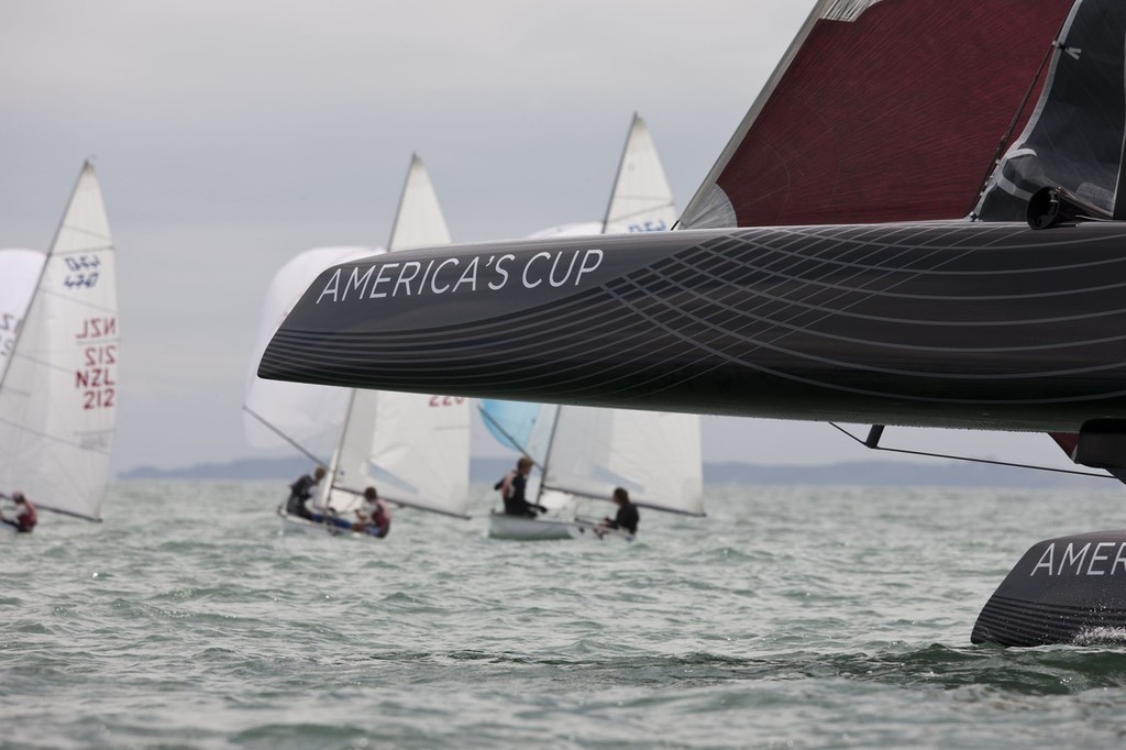 Sneaking up on the kids - they haven’t seen us yet! 34th America’s Cup - AC45 sea trial n°5 © ACEA - Photo Gilles Martin-Raget http://photo.americascup.com/