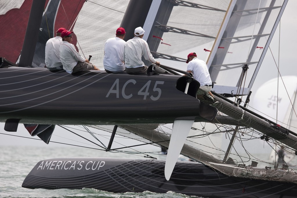 And then it is back to the serious stuff - AC45 sea trial  © ACEA - Photo Gilles Martin-Raget http://photo.americascup.com/