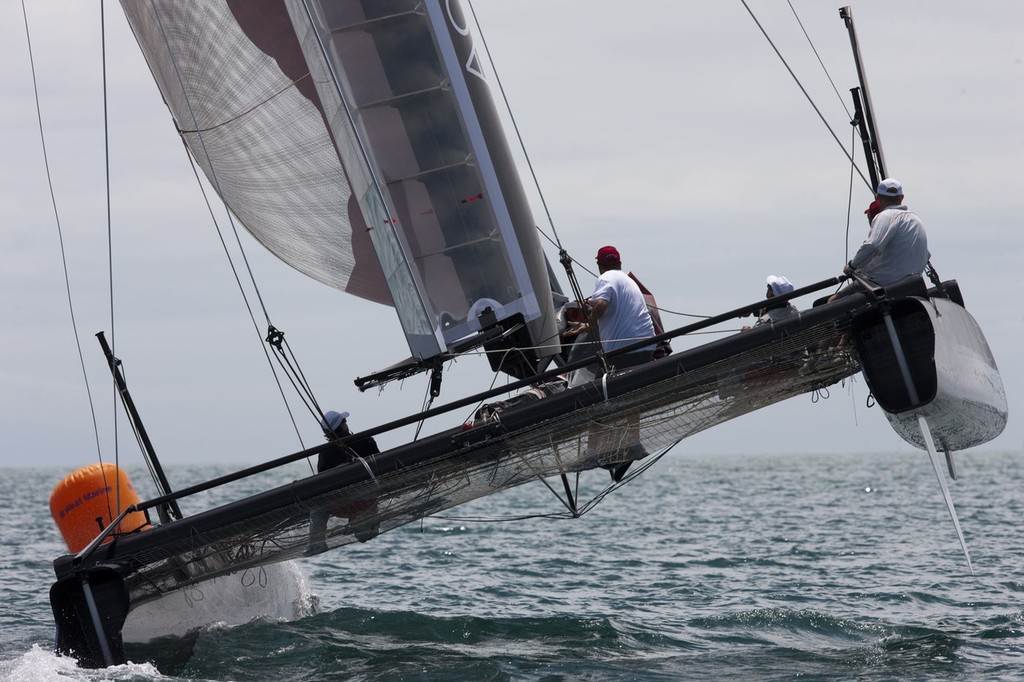 Sneaking up on kiddo’s practice rounding mark - 34th America’s Cup - AC45 sea trial n°5 © ACEA - Photo Gilles Martin-Raget http://photo.americascup.com/