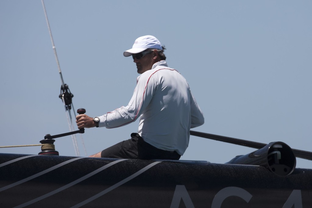 AC45 sea trial Day 7 - Russell Coutts steers the AC45 for the first time © ACEA - Photo Gilles Martin-Raget http://photo.americascup.com/