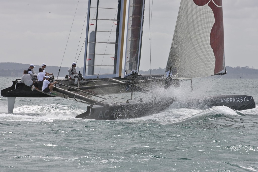 The gennaker provides some lift - Auckland (NZL) - 34th America’s Cup - AC45 trials © ACEA - Photo Gilles Martin-Raget http://photo.americascup.com/