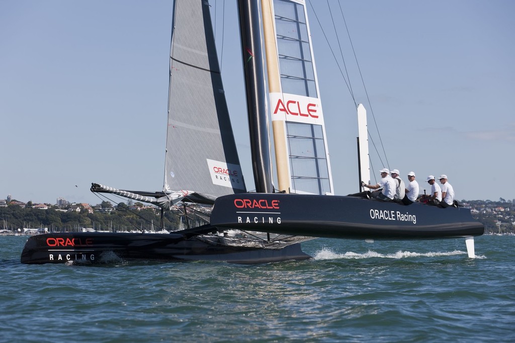 14/03/2011 - Auckland (NZL) - ORACLE Racing - ORACLE Racing AC45 Sea trials - Sail # 1 - Oracle Racing - First sail 14 March 2011 &copy; Gilles Martin-Raget / Oracle Racing