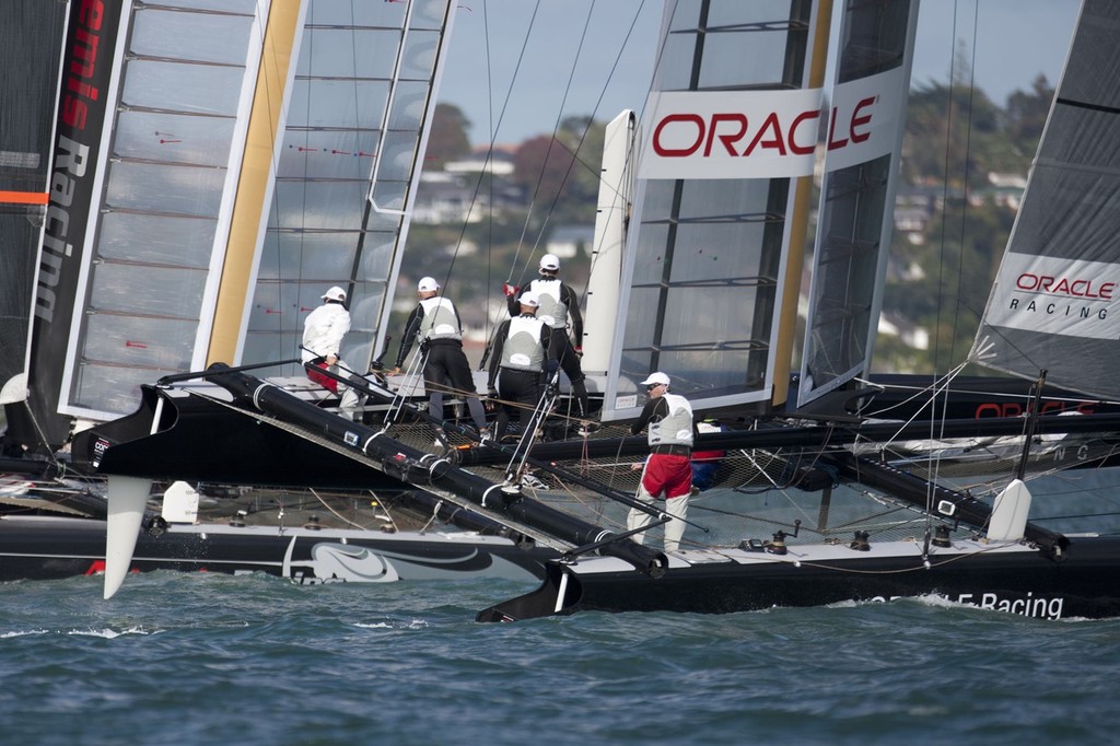 29/04/2011 - Auckland (NZL) - 34th America’s Cup - AC45 Test Event - Day 5 - Match racing © Gilles Martin-Raget / Oracle Racing