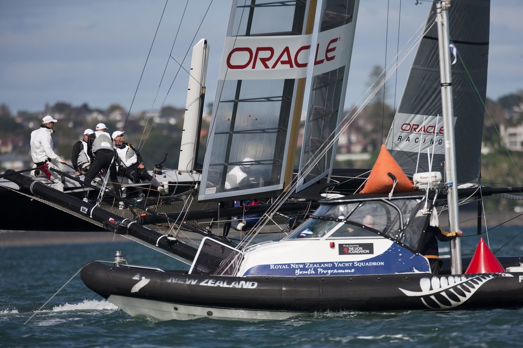 29/04/2011 - Auckland (NZL) - 34th America’s Cup - AC45 Test Event - Day 5 - Match racing © Gilles Martin-Raget / Oracle Racing
