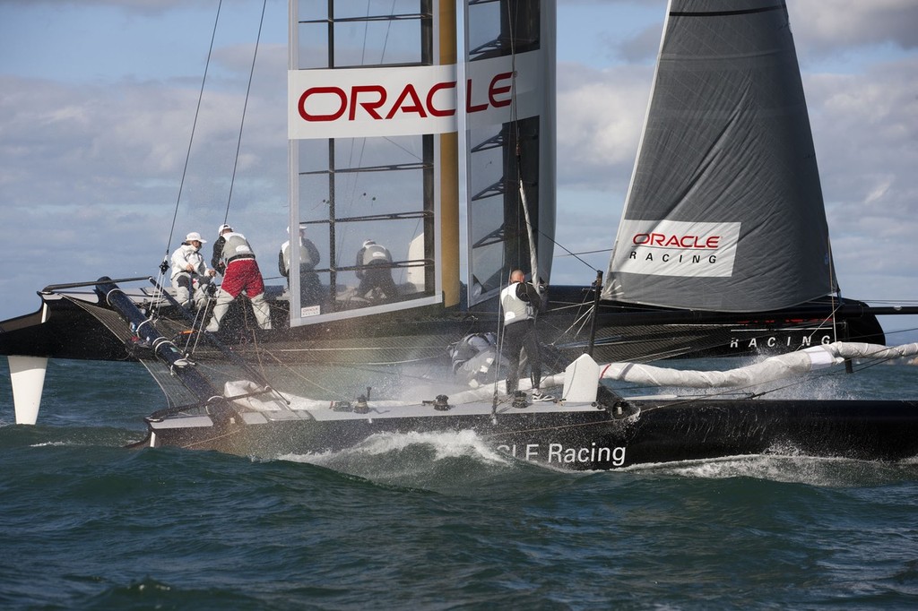 29/04/2011 - Auckland (NZL) - 34th America’s Cup - AC45 Test Event - Day 5 - Match racing © Gilles Martin-Raget / Oracle Racing