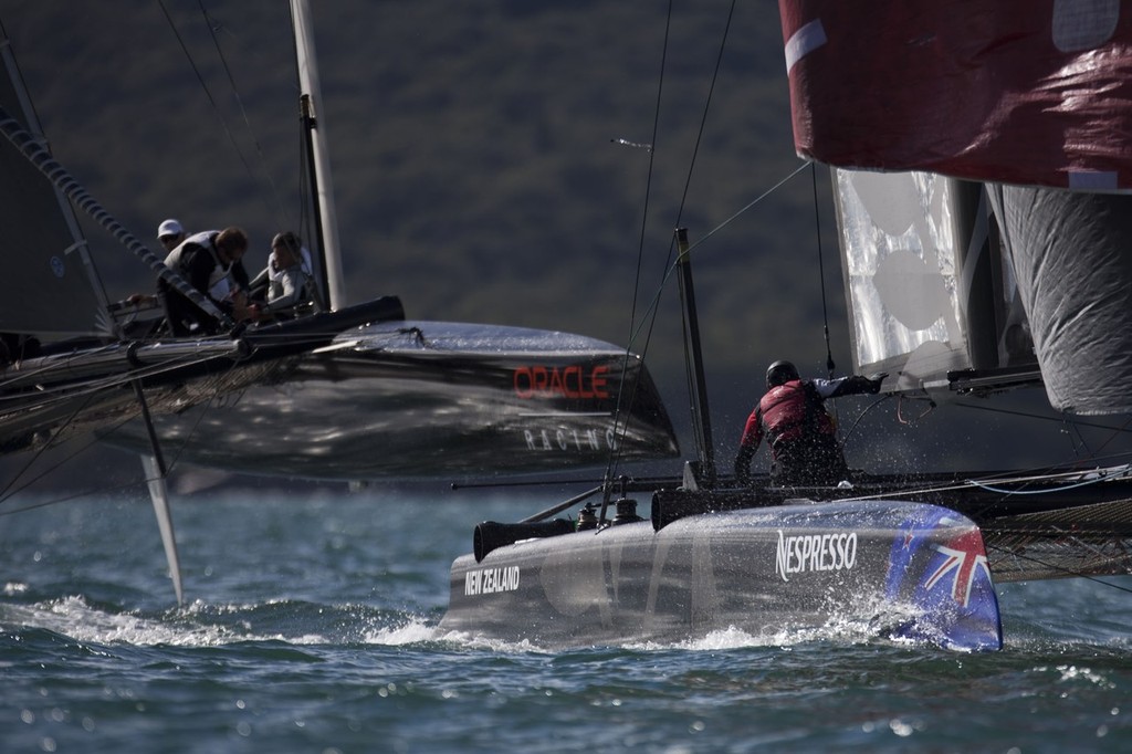 29/04/2011 - Auckland (NZL) - 34th America’s Cup - AC45 Test Event - Day 5 - Match racing © Gilles Martin-Raget / Oracle Racing