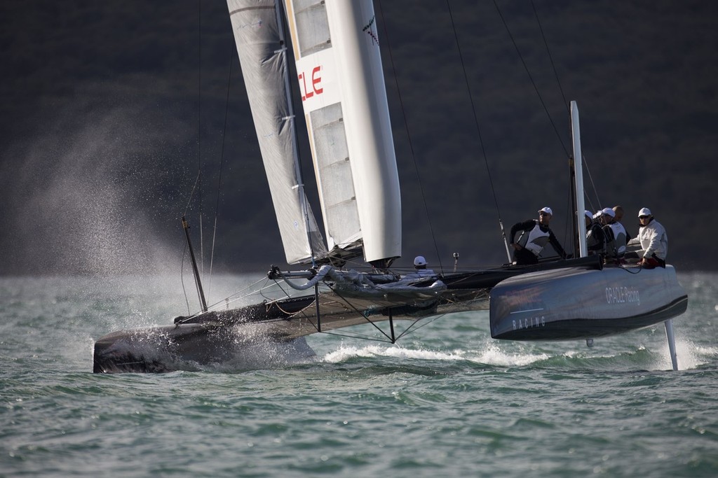29/04/2011 - Auckland (NZL) - 34th America’s Cup - AC45 Test Event - Day 5 - Match racing © Gilles Martin-Raget / Oracle Racing