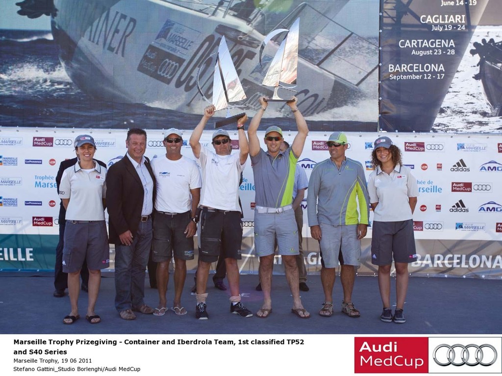 Conatiner and Iberdrola Team, 1st classified TP52 at the Audi MedCup Marseille Trophy 2011 Prizegiving © Stefano Gattini - Audi Medcup www.medcup.org