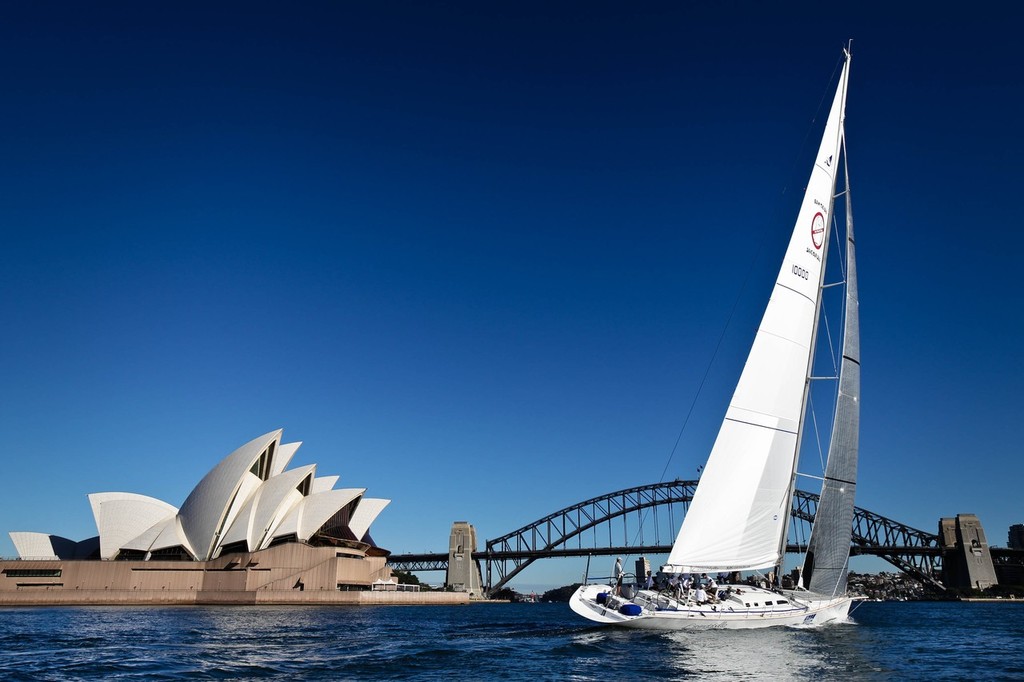 SOS Ocean Racing team train aboard famous maxi yacht Brindabella on Sydney Harbour prior to their record attempt to become the fastest monohull yacht to Circumnavigate Australia. Pictures by Photo: SALTWATERIMAGES - SOS Training on Sydney Harbour photo copyright Craig Greenhill / Saltwater Images http://www.saltwaterimages.com.au taken at  and featuring the  class