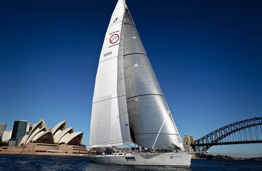 SOS Ocean Racing team train aboard famous maxi yacht Brindabella on Sydney Harbour. Photo: SALTWATERIMAGES - SOS Training on Sydney Harbour © Craig Greenhill / Saltwater Images http://www.saltwaterimages.com.au