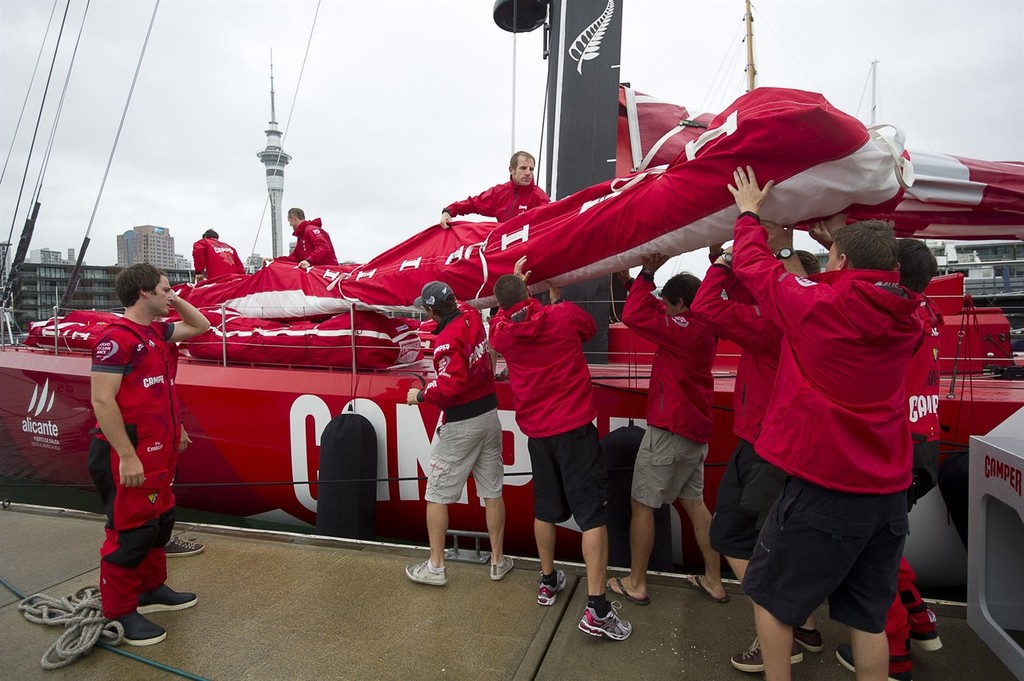 CAMPER with Emirates Team New Zealand sailors and shore crew load sails ready to leave Auckland for their New Zealand tour.  © Chris Cameron/ETNZ http://www.chriscameron.co.nz