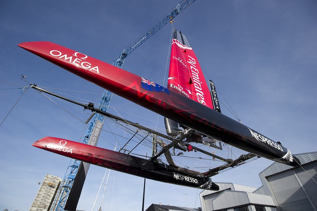 Emirates Team New Zealand's AC45 is taken for a first sail with the new livery. 2/6/2011 photo copyright Chris Cameron/ETNZ http://www.chriscameron.co.nz taken at  and featuring the  class