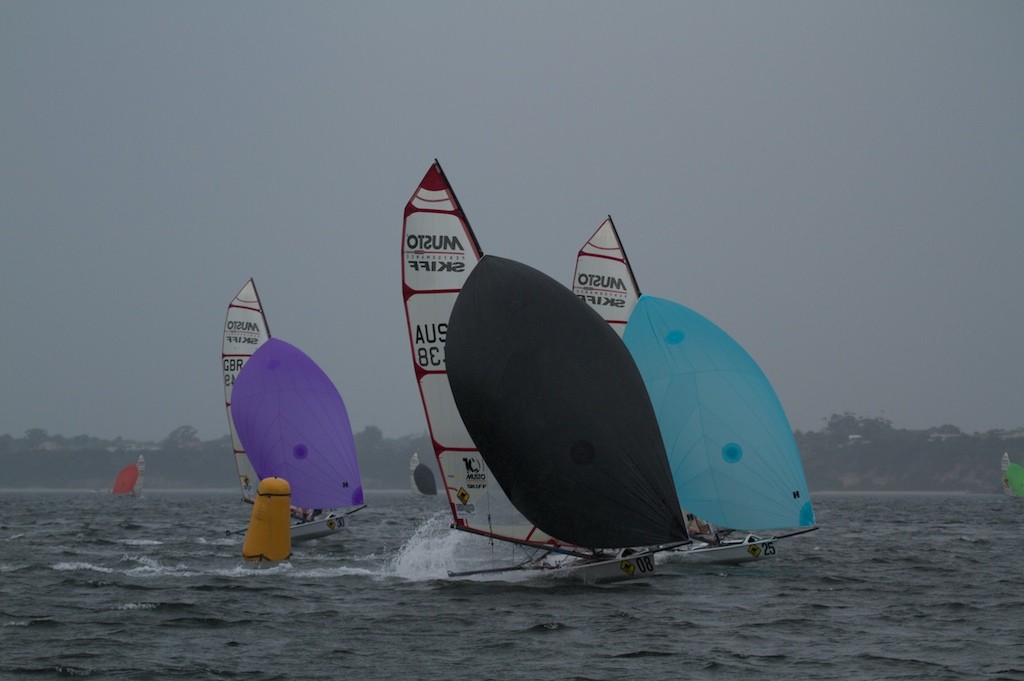 Close finish - Broo Premium Lager Musto Performance Skiff World Championships - day 3 photo copyright Shane Baker Photographs http://www.shanebaker.net taken at  and featuring the  class