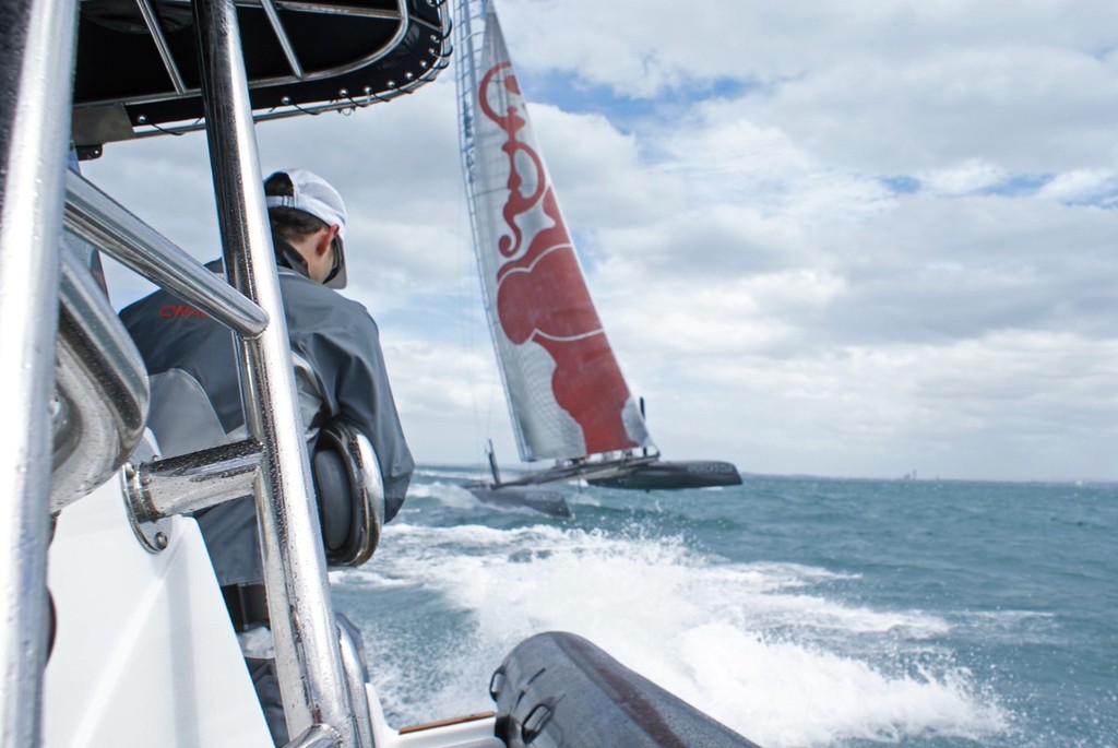 The AC45 has the acceleration of a powerboat - Day 2 Trials in Auckland © Richard Gladwell www.photosport.co.nz