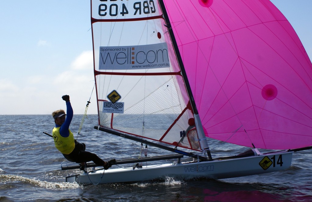 A jubliant Daniel Henderson (GBR) after his Musto HPS  World Championship win © Richard Gladwell www.photosport.co.nz