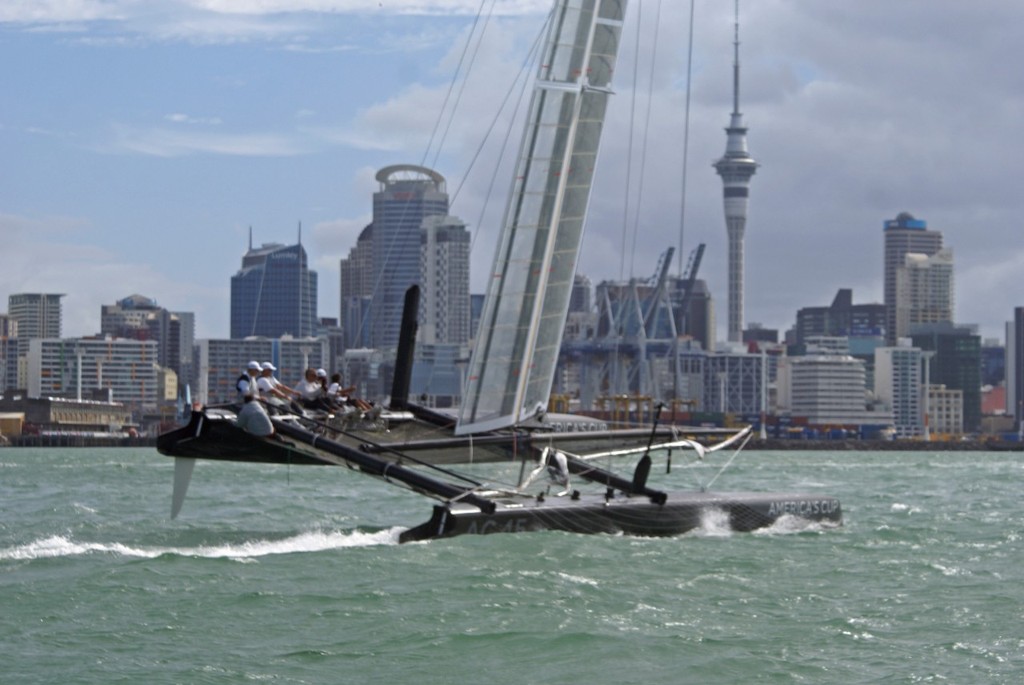 AC45  cruises up the Waitemata Harbour after Day 2 on the water photo copyright Richard Gladwell www.photosport.co.nz taken at  and featuring the  class