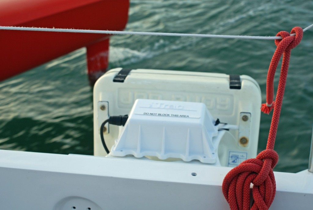 TeamVodafoneSailing - the external satellite receiver supplied by PredictWind is in the foreground on TVS. The rear box for size comparison purposes is a Jonbouy. photo copyright Richard Gladwell www.photosport.co.nz taken at  and featuring the  class