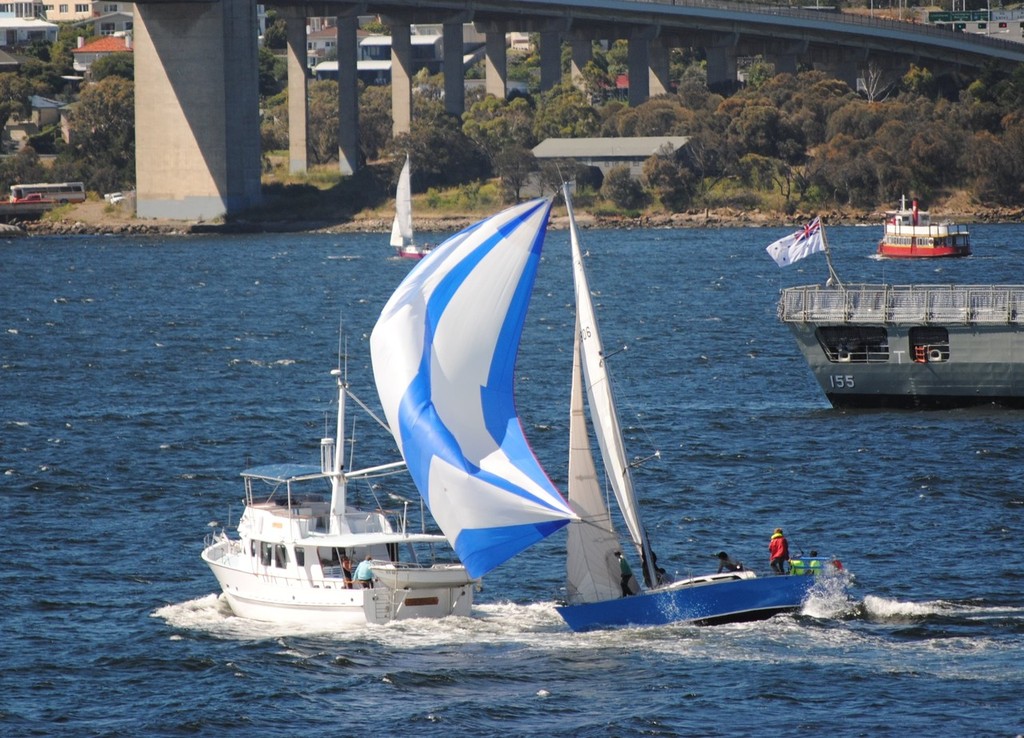 Granny Apple sharply changes course to avoid a collision with motor boat crossing her bows - Royal Hobart Regatta  ©  Andrea Francolini Photography http://www.afrancolini.com/