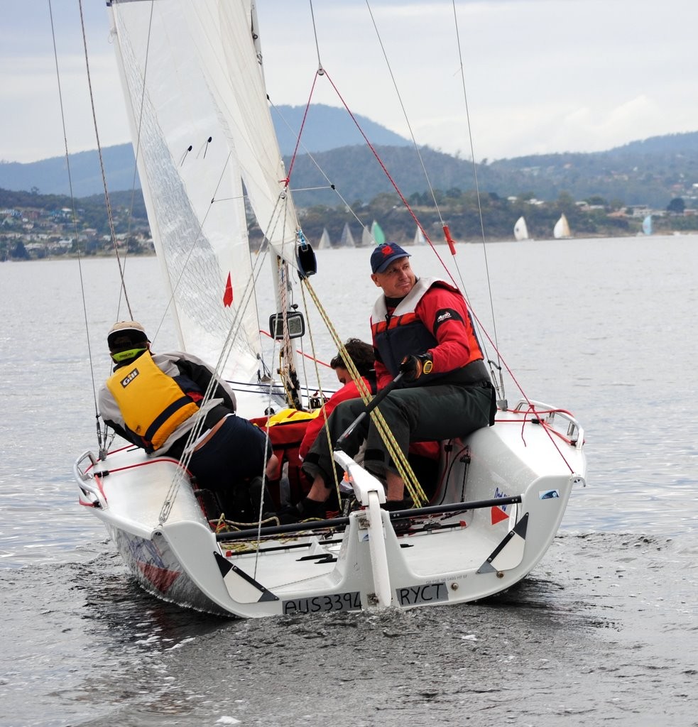 Hobart’s Nick Rogers checks the opposition in race one of the SB3 class - Crown Series Bellerive Regatta ©  Andrea Francolini Photography http://www.afrancolini.com/