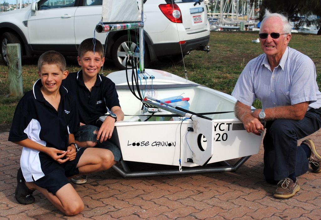 Don Calvert, owner/skipper of Intrigue with grandsons Jock (13) and Angus (11) who sailed in their first Bruny Island Race over the weekend on rival yacht Auch, skippered by Richard Scarr.  - Bruny Island Race ©  Andrea Francolini Photography http://www.afrancolini.com/