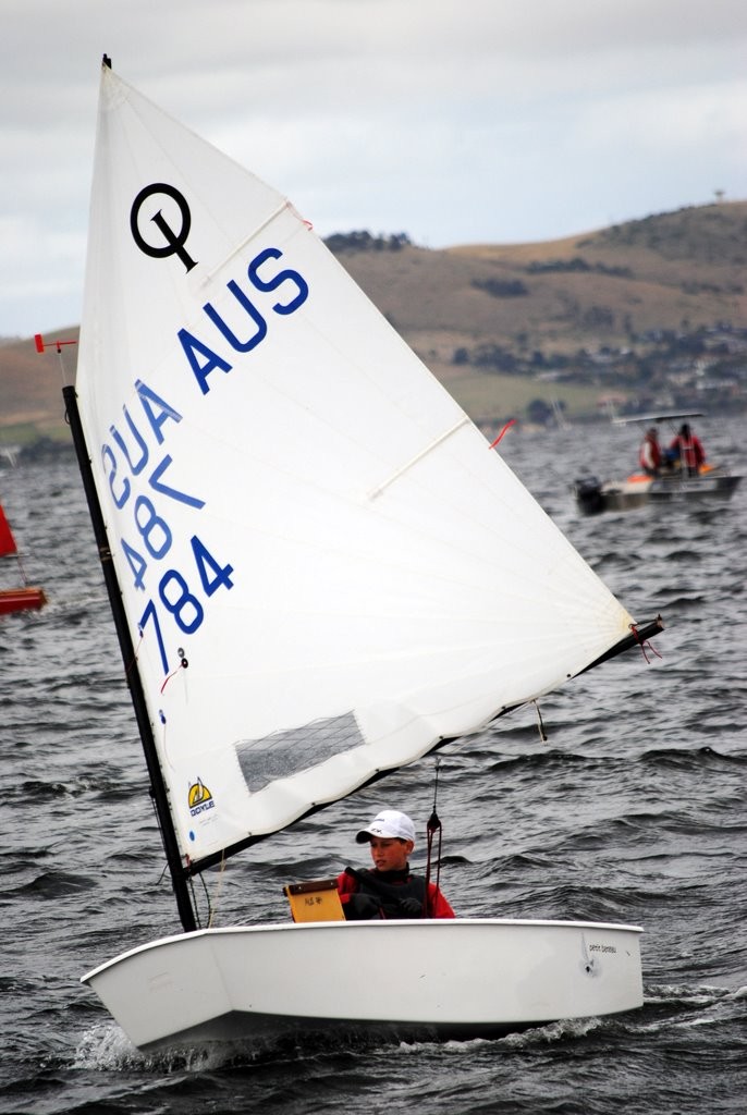 Damien Messmer sailing his Optimist in the Crown Series Bellerive Regatta last weekend - Tasmanian sailing championships photo copyright  Andrea Francolini Photography http://www.afrancolini.com/ taken at  and featuring the  class