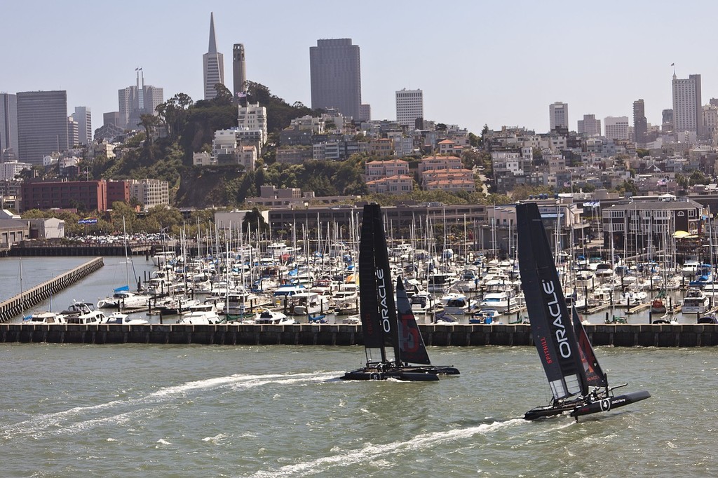 11/06/2011 - San Francisco (USA) - ORACLE Racing - Boat preparation - AC45 OR 5 1st sailing trails***11/06/2011 - San Francisco (USA) - ORACLE Racing - Boat preparation -  AC45 OR 1st sailing trials - Oracle Racing - AC45's San Francisco - 10 June 2011 photo copyright Guilain Grenier Oracle Team USA http://www.oracleteamusamedia.com/ taken at  and featuring the  class