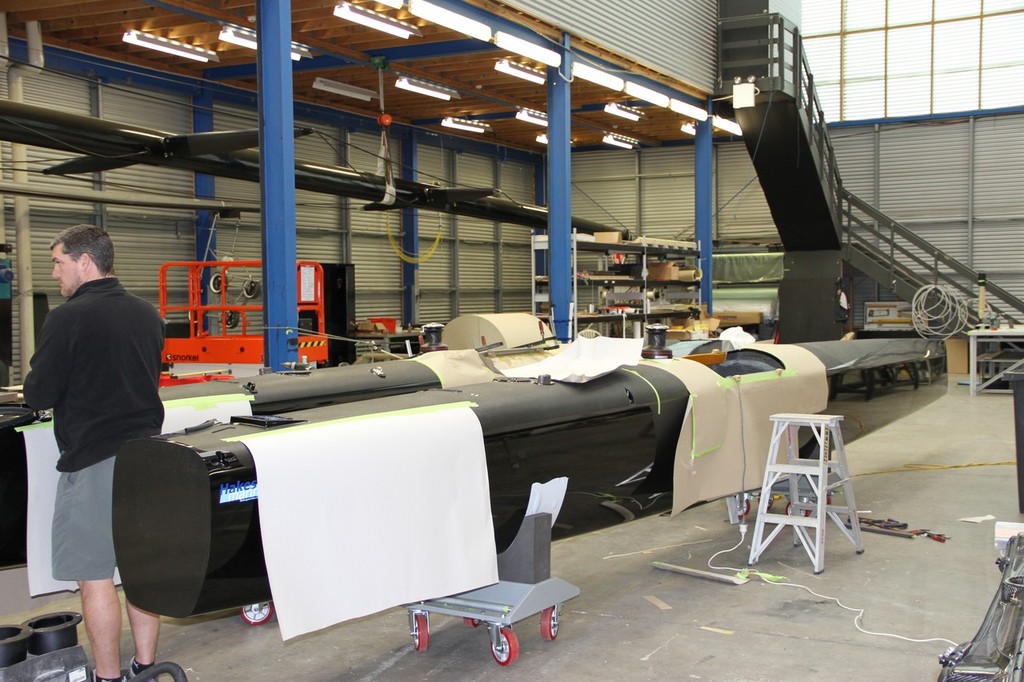 Emirates Team NZ’s second SL-33 being assembled at the team&rsquo;s base in the Viaduct harbour photo copyright Richard Gladwell www.photosport.co.nz taken at  and featuring the  class