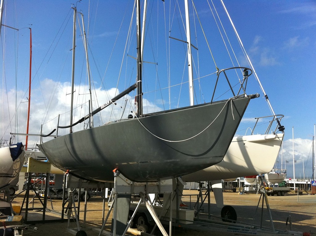 Phoenix - the bow cradle shape shows the true extend of the bow shape distortion © Ben Gladwell http://www.sail-world.com/nz