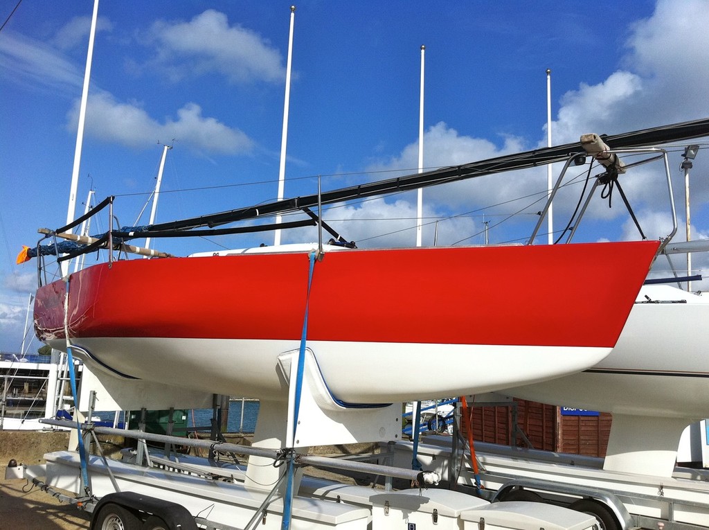 Hull profile and section distortion is apparent - all in the name of making a big boat look small in the eyes of the rule. © Ben Gladwell http://www.sail-world.com/nz