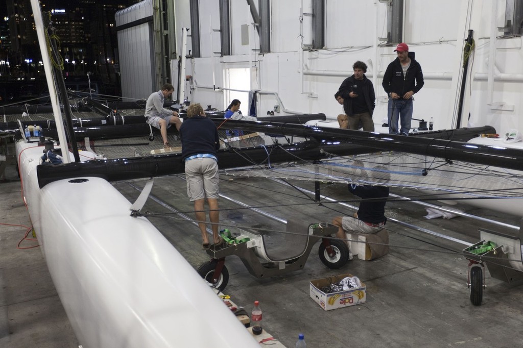 China Team preparing its boat © ACEA - Photo Gilles Martin-Raget http://photo.americascup.com/