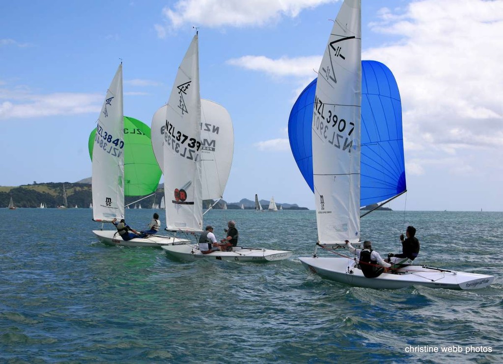 Flying 15s from front Ffrenetic, Ffortune,  Foreign Affair<br />
 - Bay of Islands Sailing Week 2011  © Christine Webb