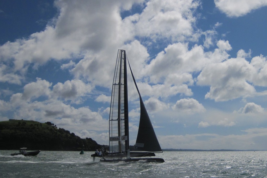        05/04/2011 - Auckland (NZL) - ORACLE Racing - AC45 training - Sailing on the edge                         - AC45 heads down the mine © OracleTeam USA www.oracleracing.com