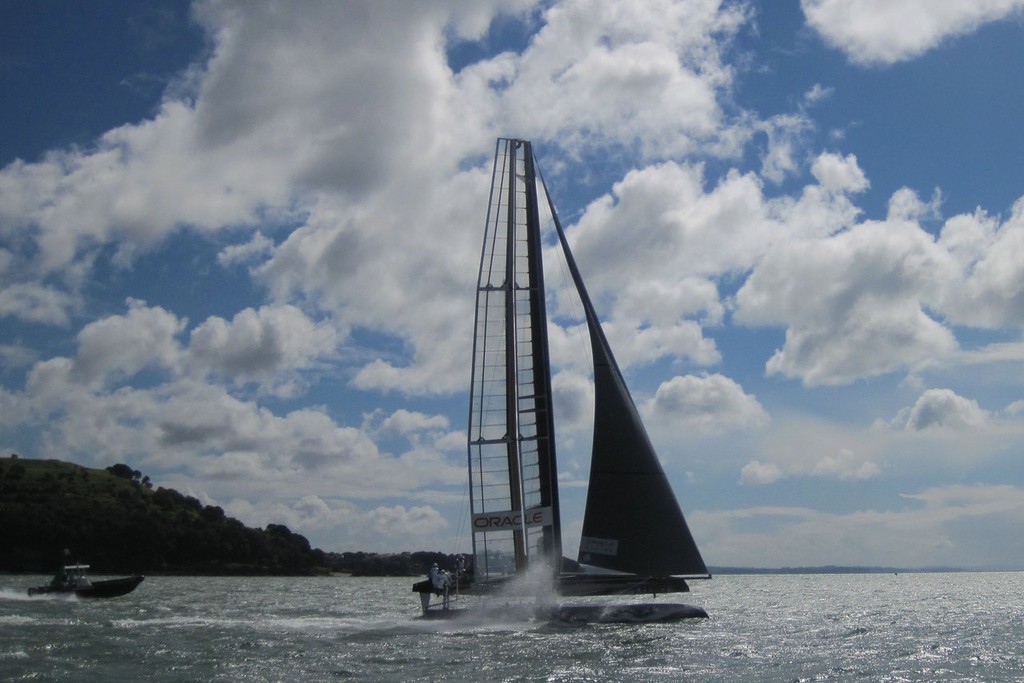        05/04/2011 - Auckland (NZL) - ORACLE Racing - AC45 training - Sailing on the edge                         - AC45 heads down the mine © OracleTeam USA www.oracleracing.com