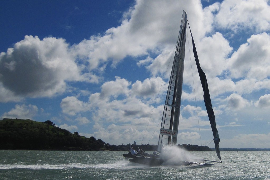        05/04/2011 - Auckland (NZL) - ORACLE Racing - AC45 training - Sailing on the edge                         - AC45 heads down the mine photo copyright OracleTeam USA www.oracleracing.com taken at  and featuring the  class