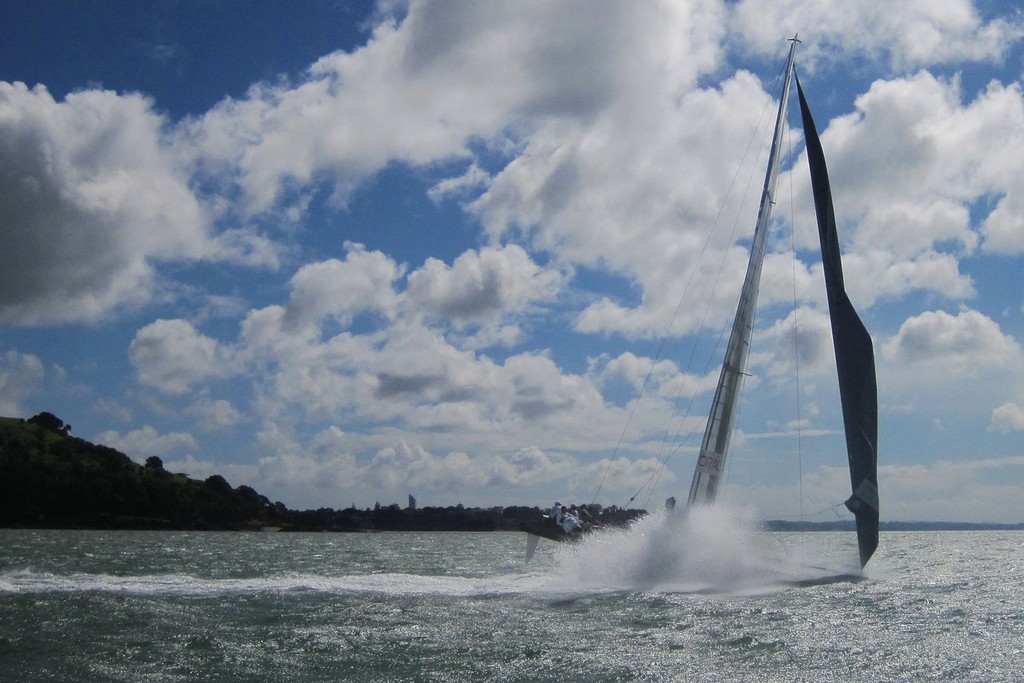        05/04/2011 - Auckland (NZL) - ORACLE Racing - AC45 training - Sailing on the edge                         - AC45 heads down the mine © OracleTeam USA www.oracleracing.com